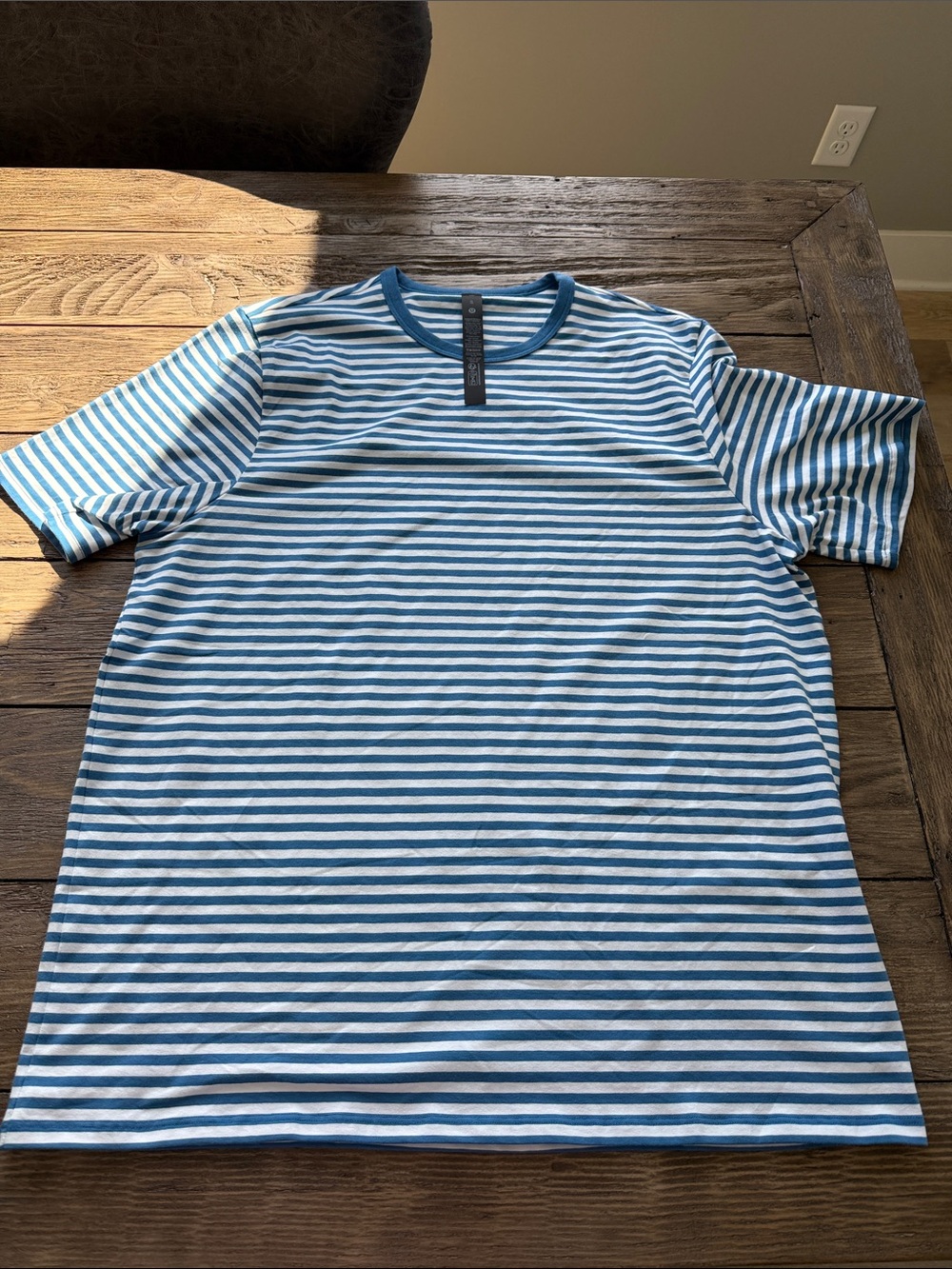 lululemon athletica Blue & White Striped Crewneck Tee